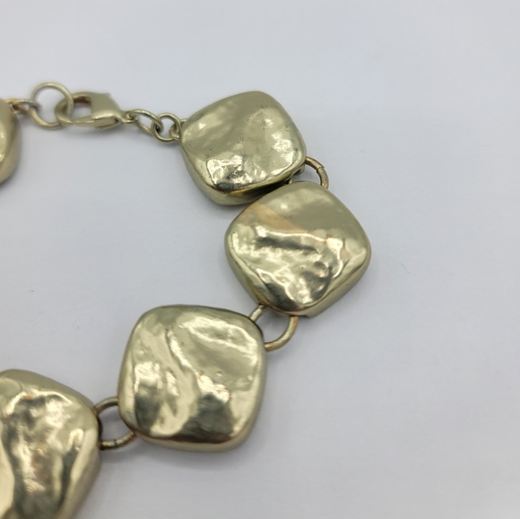 Liz Claiborne Gold Tone Square Link Brutalist Modernist Classic Bracelet Vtg 7" - Picture 5 of 10